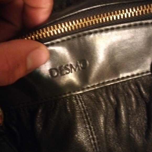 DESMO black glove leather handbag with gold tone hardware. - Picture 3 of 11